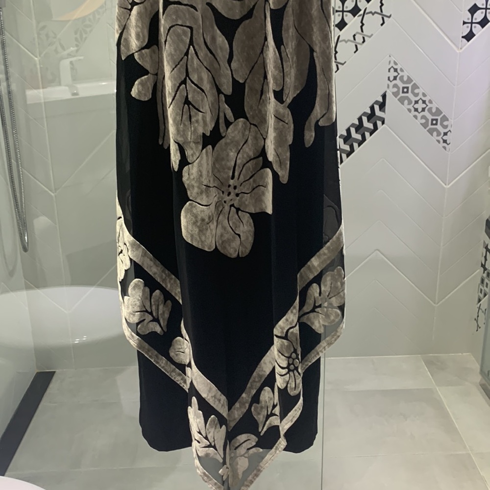 NWOT🇨🇦VTG 90’ Sophisticated JR Velvety Chiffon Long Dress w/ Scarf - Picture 6 of 17